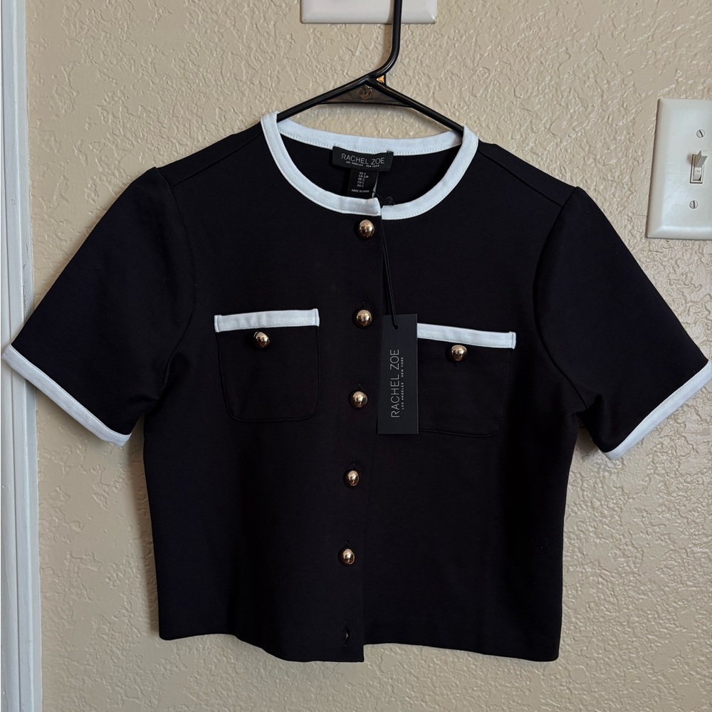 NWT Rachel Zoe | Black and White Short Sleeve Top